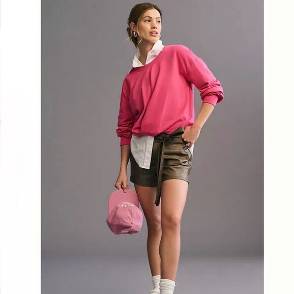 Anthropologie Maeve Twist-Front Sweatshirt top Size M pink - Picture 1 of 9